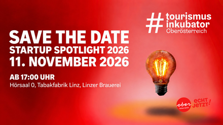 Startup Spotlight 2026 am 11. November 2026 im Hörsaal 0, Tabakfabrik Linz, Linzer Brauerei